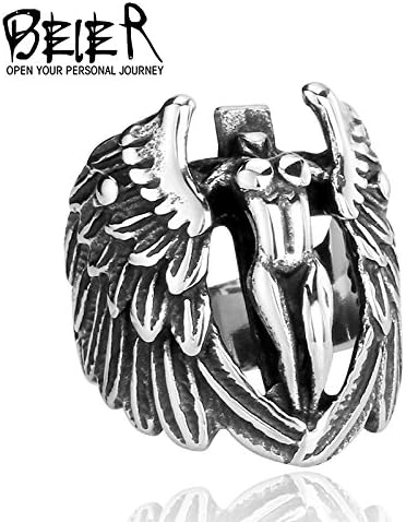 Rainy Today Ring Promotion! Express Stainless SteeL Man's Jewelry Naked Angle Ring Cool Vintage BR8-050 US size 8.0