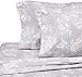 Amazon Brand – Pinzon Cotton Flannel Bed Sheet Set - Queen, Floral Grey
