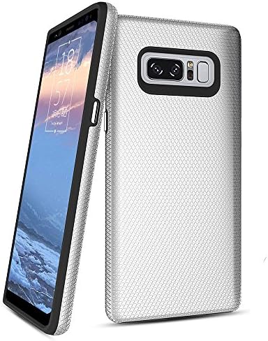 Galaxy Note 8 Case,Singularity Products [Shock Absorbing][Anti Scratch] Heavy Duty Dual Layer Rubber Protective Case Cove Support Wireless Charging for Samsung Galaxy Note8 - Silver