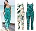 ZIUMUDY U-Story Women's Spaghetti Strap Floral Print Sleeveless Summer Beach Jumpsuits Rompers (Medium, White)