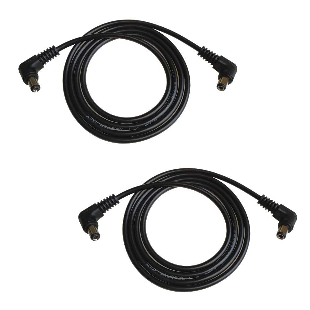 DZYDZR 2pcs 1 Meter 2.1mm x 5.5mm DC Extension Cable Black 22 AWG Copper Wire, L Type Male to Male Plug Max 24V 3A (3.3ft)