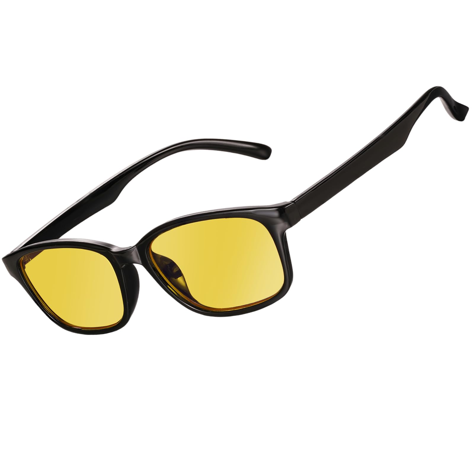 genkigold Blue Light Blocking Glasses for Computer,TV,Gaming,Women & Men,Ease Digital Eye Strain,Dry Eyes,Headaches Blurry Vision,Includes Case,Healthy Present - Glossy Black Frame & Yellow Lenses