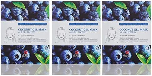 Leaders Cosmetics Insolution Blueberry Superfood Mask (Pack of 3) with Blueberry Fruit Extract, Matricaria Flower, Sugar Maple and Coconut Fruit, 1 ct.
