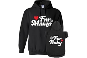 Apparelyn Classy Fur Mama Fur Baby Dog or Cat Matching Pet and Owner Hoodie Sweatshirt Set