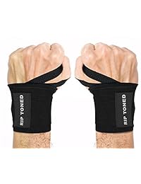 Rip Toned - Muñequeras de 18.0 in de grado profesional con bucles para pulgar, muñequeras para hombres y mujeres, levantamiento de peso, Xfit, levantamiento de potencia, entrenamiento de fuerza, libro electrónico de regalo