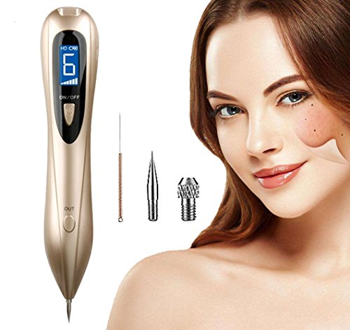 Mole Removal Pen Portable USB Charging Freckles Dark Spot Nevus Tattoo Dot Mole Remover Beauty Skin Machine with LCD Display Perfect for Removing Skin Tag (GOLD) Mole Removal Pen Portable USB Charging Freckles Dark Spot Nevus Tattoo Dot Mole Remover Beauty Skin Machine with LCD Display Perfect for Removing Skin Tag (GOLD)