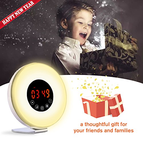 Wake Up Light Alarm Clock, Digital Alarm Clock with Colored Sunrise Simulation, 7 Colors, 6 Nature Sounds, FM Radio, Touch Control for Heavy Sleepers - Thumbnail 5