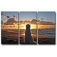 Dog Wall Art Golden Retriever Picture Labrador Dog and Sunset Pictures Prints On Canvas 3 Piece Painting for Modern Home Decoration