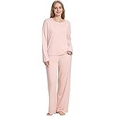 TOSMO Women Pajama Sets Viscose from Bamboo Long Sleeve Sleepwear Super-Soft Comfy Button Down Lounge Sleep Cooling Pjs