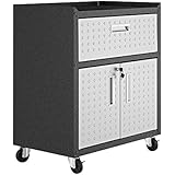 Manhattan Comfort Fortress Rolling Cabinet Garage Storage, Black/Gray