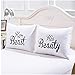 Couples Pillow Cases, “Hen Beast”&“His Beauty ” Couple Pillow Covers, Romantic Gift Idea for Couples, Anniversary, Wedding, Engagement, Set of 2 Printed Pillowcases for Him and Her in Love, 30x20in