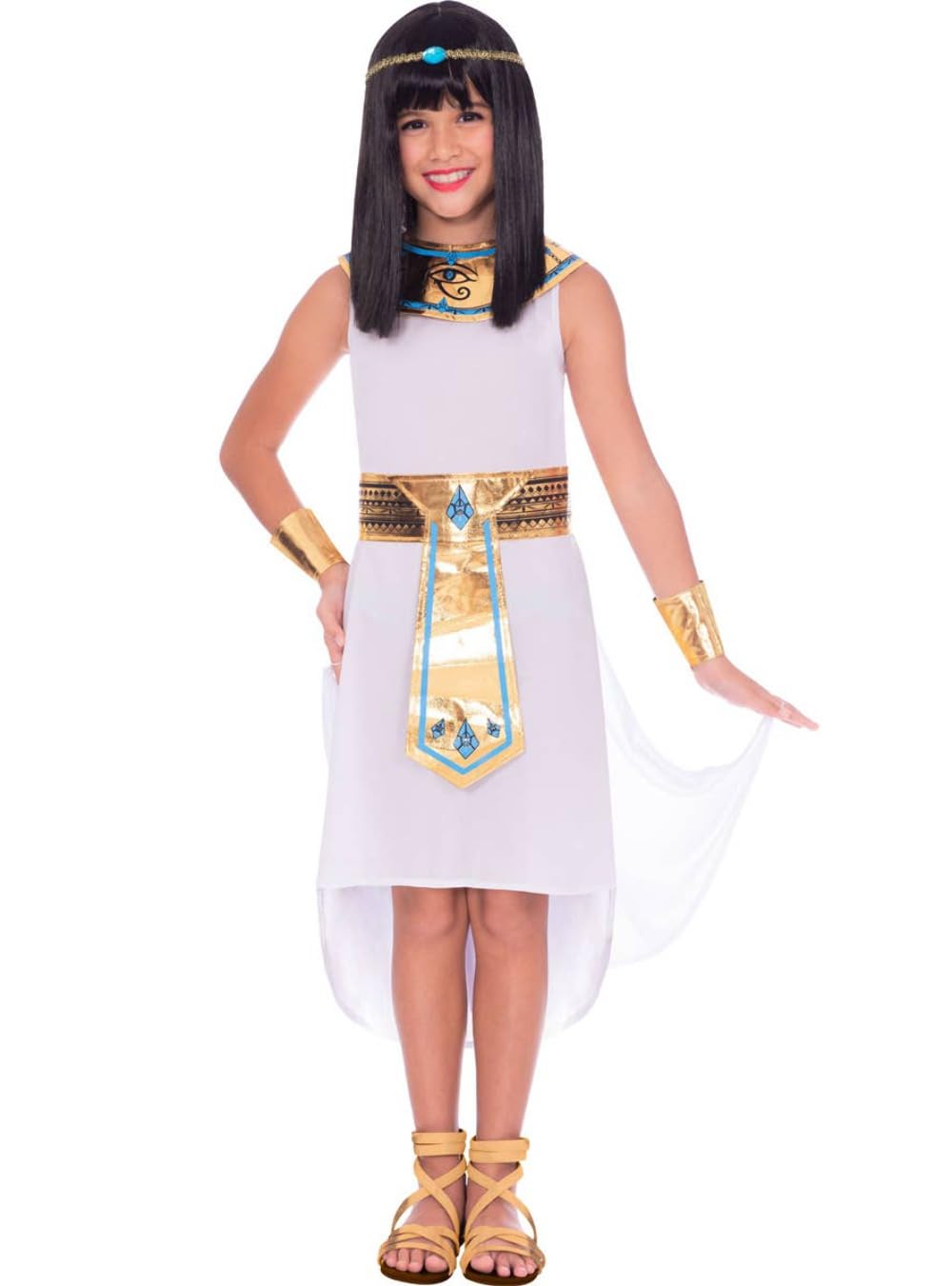 amscan 9906397 Girls Egyptian Girl Book Week Fancy Dress Costume Age 8-10 Years, Black, White
