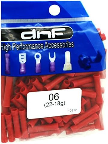 DNF 100 Pack Copper Butt Connectors Red Vinyl Insulated PVC 22-18 Gauge