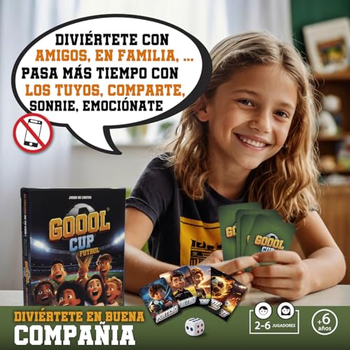 GOOOL CUP Soccer Board Games for Kids 6 7 8 9 10 11 12 Years Old - Family Card Game - Gift Football Boys and Girls - 2 to 6 Players - Great for Birthday and Christmas