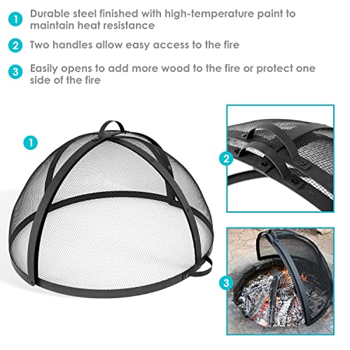 Sunnydaze EasyOpening Fire Pit Spark Screen Cover Accessory Outdoor