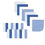 Luvable Friends Washcloths, Light Blue, 24 Count