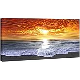 Wieco Art Grand Sight Extra Large Modern Wrapped Giclee Canvas Prints Seascape Artwork Ocean Sea Beach Pictures Paintings on Canvas Wall Art for Living Room Bedroom Home Office Decorations 48x24