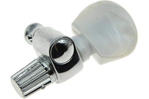 KAISH Chrome 5th Banjo Geared Tuner Tuning Keys Peg Machine Heads w/Pearl Button