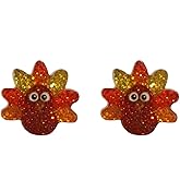 ROSTIVO Thanksgiving Turkey Earrings for Women – Lightweight Acrylic Studs, Cute Fall Holiday Jewelry