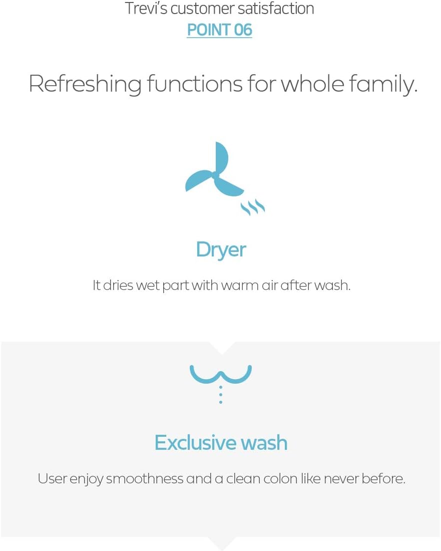 Korea-Made Trevi Bidet Toilet Seat Elongated Seat Sleek Design, Natural Air Bubble Wash Rear Wash Front Wash, Warm Air Dry, Powerful Nozzle Self-Cleaning, Nozzle Oscillation and Pulse [3600] - - 