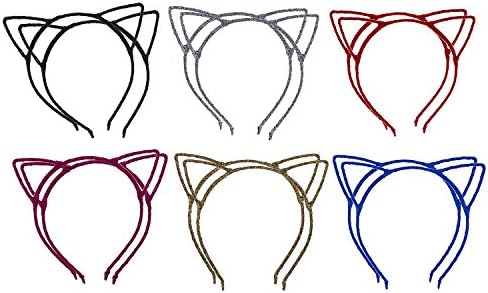 Lux Accessories Multicolor Glitter Trendy Cat Ear Headband Accessories 12Pc Set