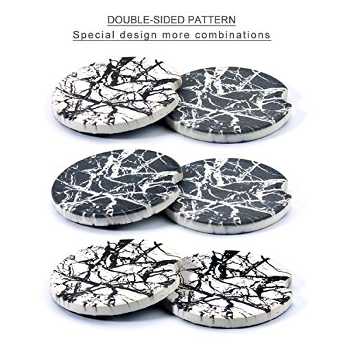 Absorbent Stone Car Coasters for Drinks, Black Marble Style Absorb Condensation for protect the Car cup holder and keep your car clean,Small 2.6" Diameter,Set of 2 - Thumbnail 3