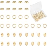 UNICRAFTALE 60Pcs Real 18K Gold Plated Brass Spacer Beads Loose Beads Metal Ring Beads for Jewelry Making, Hole 5mm