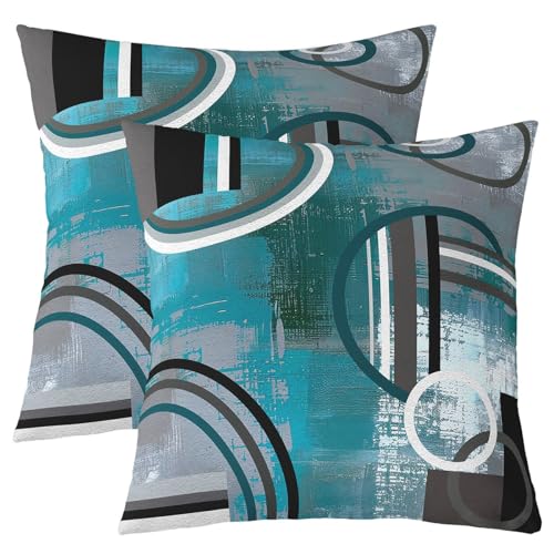 Teal Blue Green Gray Throw Pillow Cover