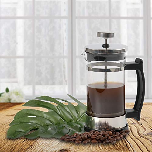French Press Coffee Maker, Stainless Steel and Borosilicate Glass Plunger,12 Ounce,1.5 Cups,Silver