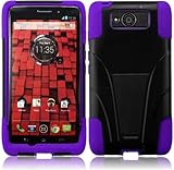 For For Motorola Droid Ultra XT1080 Hybrid TSTAND TUFF IMPACT Cover Case (Black/Purple)