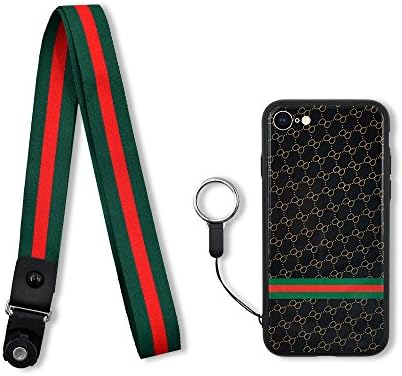 iPhoneX Case, Tempered Glass Back Cover with Lanyard TPU Bumper Durable Case for iPhoneX