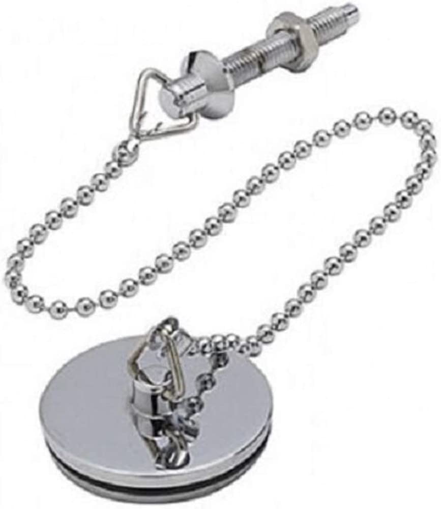 Merriway BH03911 38mm 1.1/2 inch Chrome Plated Metal Basin Sink Plug Stopper with 300mm 12-inch Polished Chrome Ball Chain and Stay