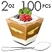 DLux 100 x 2 oz Mini Dessert Cups with Spoons, Square Short - Clear Plastic Parfait Appetizer Cup - Small Reusable Serving Bowl for Tasting Party Desserts Appetizers - With Recipe Ebook