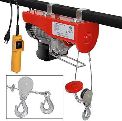 LEMY Mini Electric Hoist 440 LBS Loading Capacity Overhead Crane Lift w/Double Slings Steel Wire Rope, Remote Control Switch (440LBS)