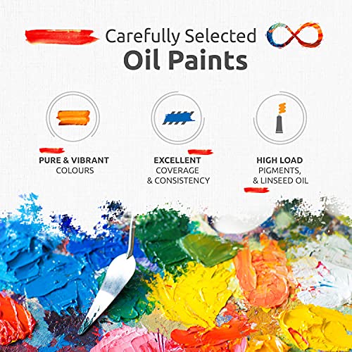 ZenART Professional Oil Paints Set 8 x Large 50ml Tubes Essential