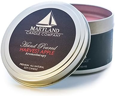 Maryland Candle Company - Harvest Apple Candle 5.4 oz, All Natural Soy Wax, Infused with Essential Oils, Aromatherapy, Recyclable Materials, Cotton Wicks, Phthalate Free - Made in USA
