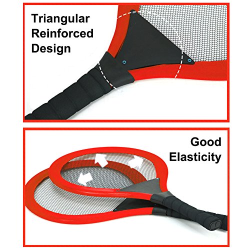 YIMORE-Raquetas-de-Tenis-Badminton-con-Bolas-Juguete-para-Ninos-3-en-1-Juego-de-Deporte-Playa-al-Aire-Libre-Rojo