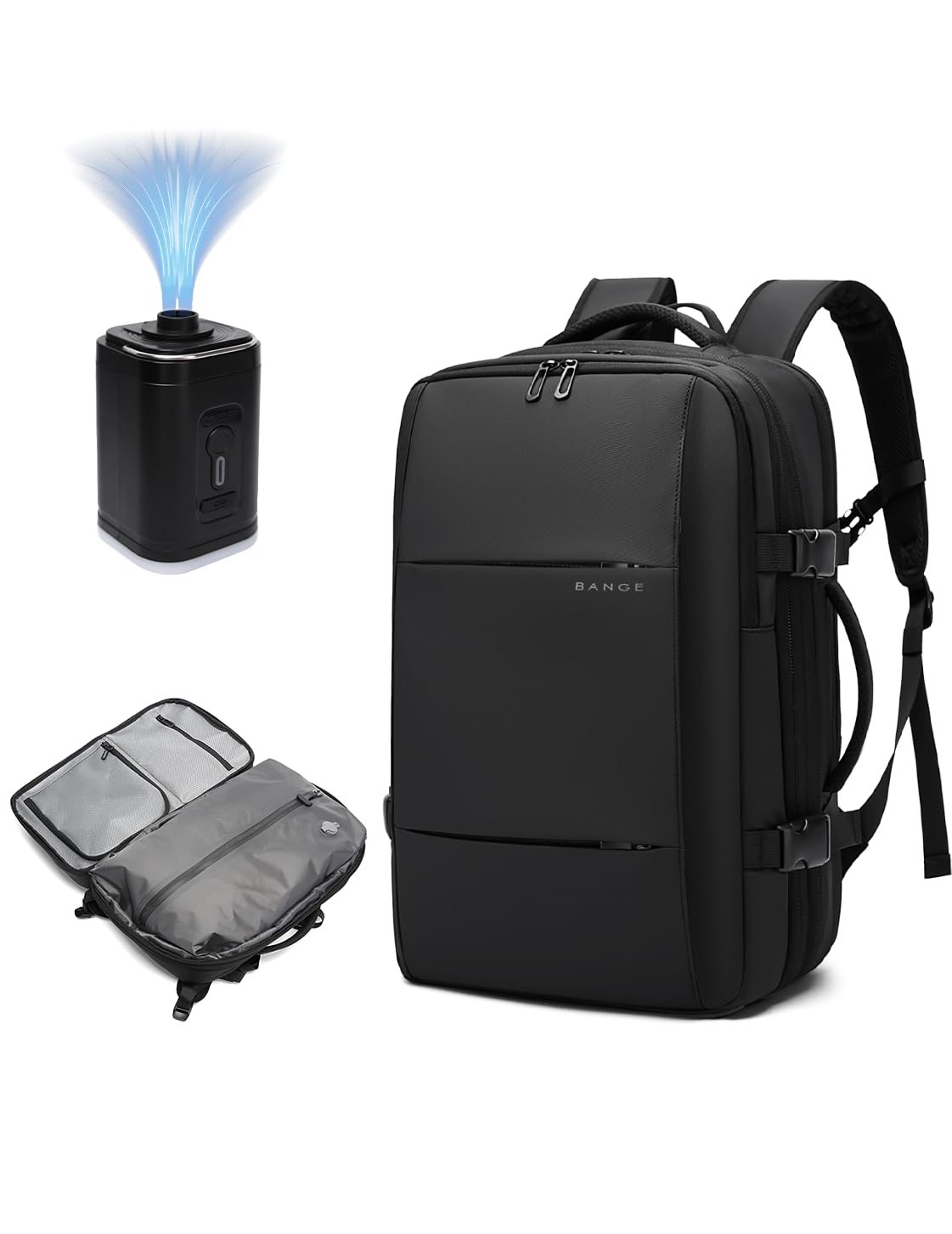 Photo 1 of BANGE Airback Backpack with Anti-Theft Vacuum Compression Travel Backpack,Expandable Backpacks with Pump for Airplanes