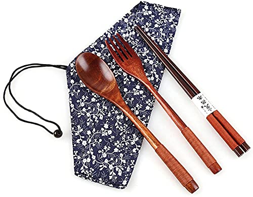 Utensil-Set-Wood-Spoon-Fork-Chopsticks-Set-Long-Handle-Wooden-Fork-Spoon-Dinnerware-Set-Portable-Cutlery-Dinner-Set-Camping-Travel-Tableware-Setof3PcsBlackFlatware-Set-Color-Pouchrandomcolor