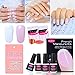 French Manicure Kit Nail Gel Polish Top Coat and Base Coat Pink White Nail Lacquers DIY Nail Art at Home 2PCS Free Nail Sticker Gift Box Set by CLAVUZ