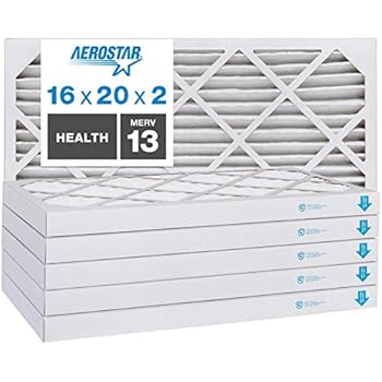 Aerostar 16x20x2 MERV 13 Pleated Air Filter, Made in the USA, 6-Pack