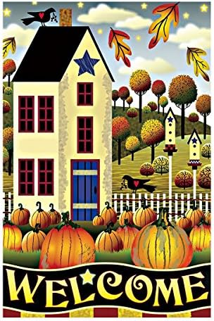 Welcome Garden Flag Yellow Leaves Of Autumn Flutter And Fall Double Sided Outdoor Flags Of 100% Polyester And Waterproof Fade And Mildew Resistant-28 X 40 Inch Banner