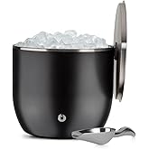 Snowfox XL - Insulated Ice Bucket with Lid/Scoops, Premium Vacuum Insulated Stainless Steel Ice Buckets for Parties, Ice Box, Home Bar Accessories, Parties Supplies, Bar Decor, 7L, Matte Black