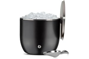 SNOWFOX XL Premium Vacuum Insulated Double Wall Stainless Steel Ice Bucket with Lid/Scoop, Bar Accessories, Large Elegant Party Bucket, Chill Several Bottles, Beautiful Entertaining, 7L, Matte Black