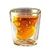 DownIT Skull Shot Glass, Thick Base, 1.5 Ounce, Double Wall, Clear Glass