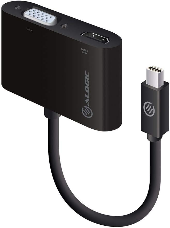 ALOGIC 2 in 1 Mini DisplayPort to HDMI / VGA Adapter (Male to 2 Female) - Premium Series; Supports 4K Ultra HD 3840 x 2160 @ 30Hz