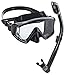 Phantom Aquatics Panoramic Scuba Mask Snorkel Set, All Black