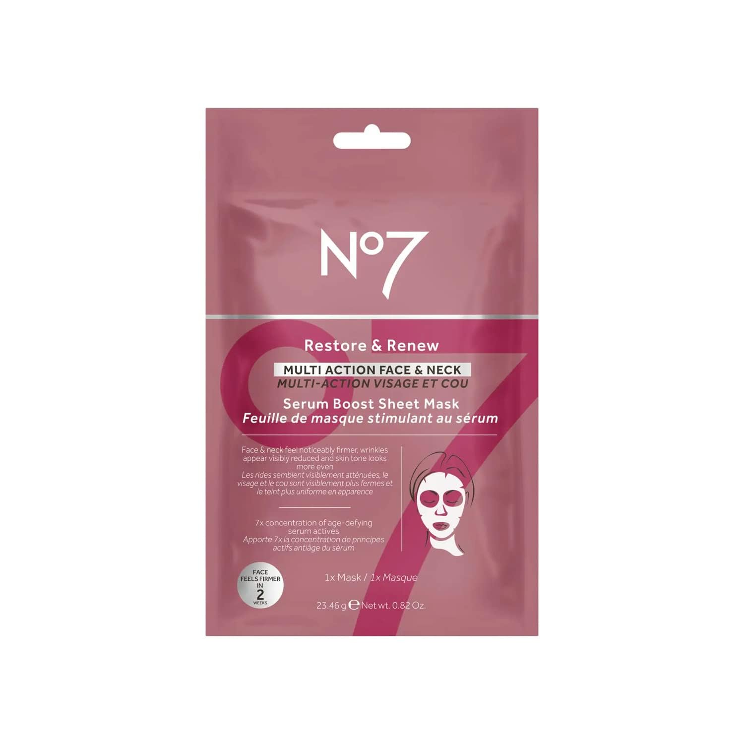 No7 Restore & Renew FACE & NECK MULTI ACTION serum boost sheet masks