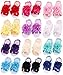 Toptim Baby Girl's Barefoot Sandals Flower for Newborn Toddlers (0-3T) (Mixed 12 Colors)