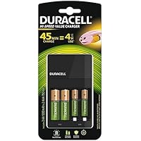 Duracell High Speed 5000547 Value Charger with 2 AA (1300 mAh) and 2 AAA (750 mAh) Rechargeable Batteries (Green)